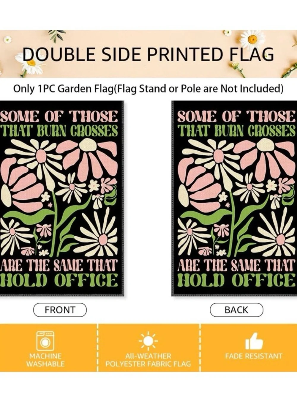 Black Graphic Flag or Tapestry with Pink & Lime Text